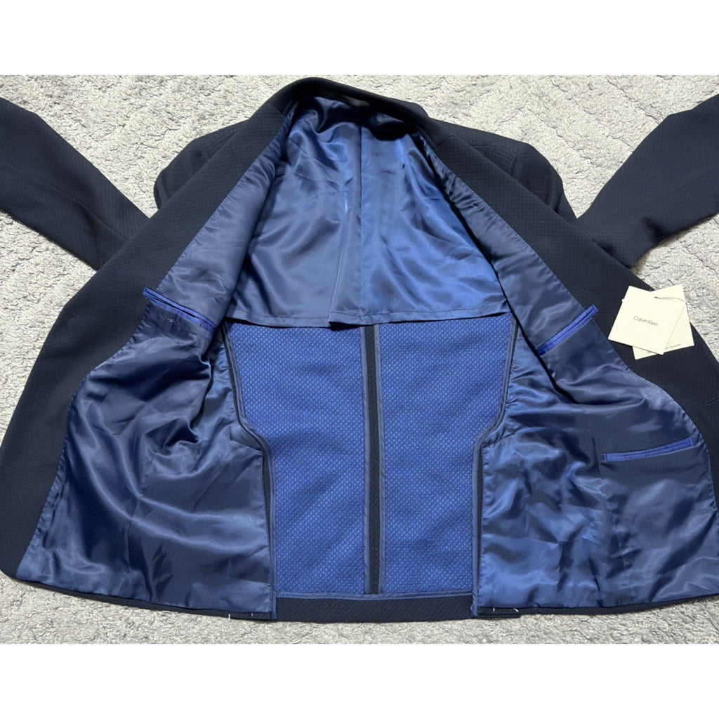 Calvin Klein Slim Fit Infinite Stretch Suit Jacket Mens 36 Short Navy NWT