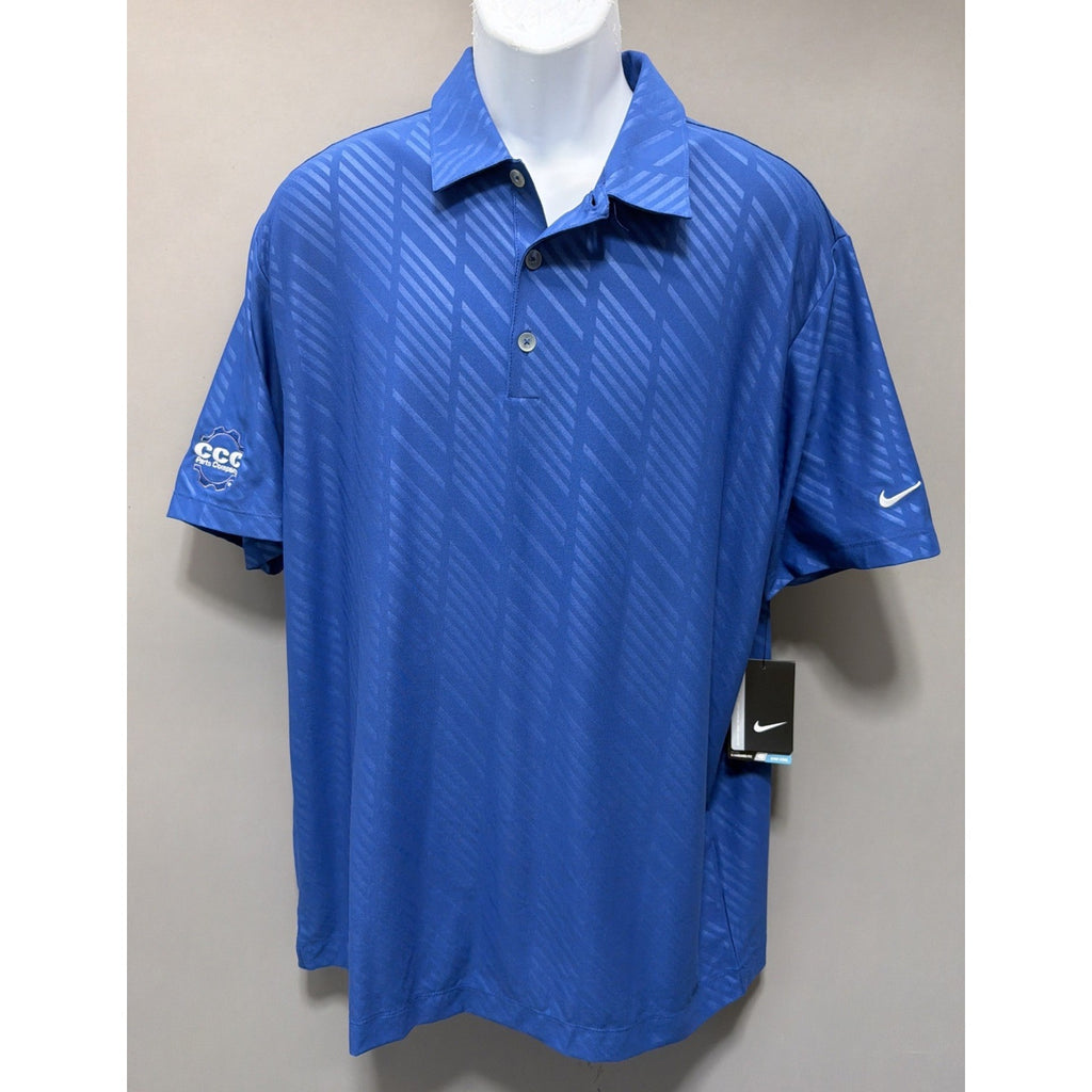 Nike Tour Dri-Fit ADV Textured Golf Polo Shirt Men's L New Blue 632412-407