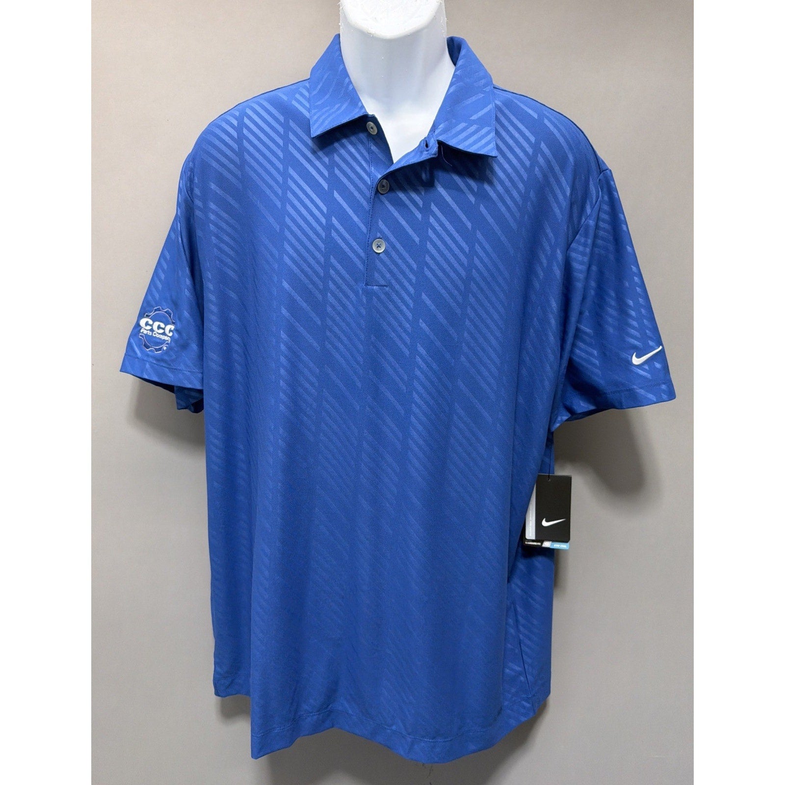 Nike Tour Dri-Fit ADV Textured Golf Polo Shirt Men's L New Blue 632412-407