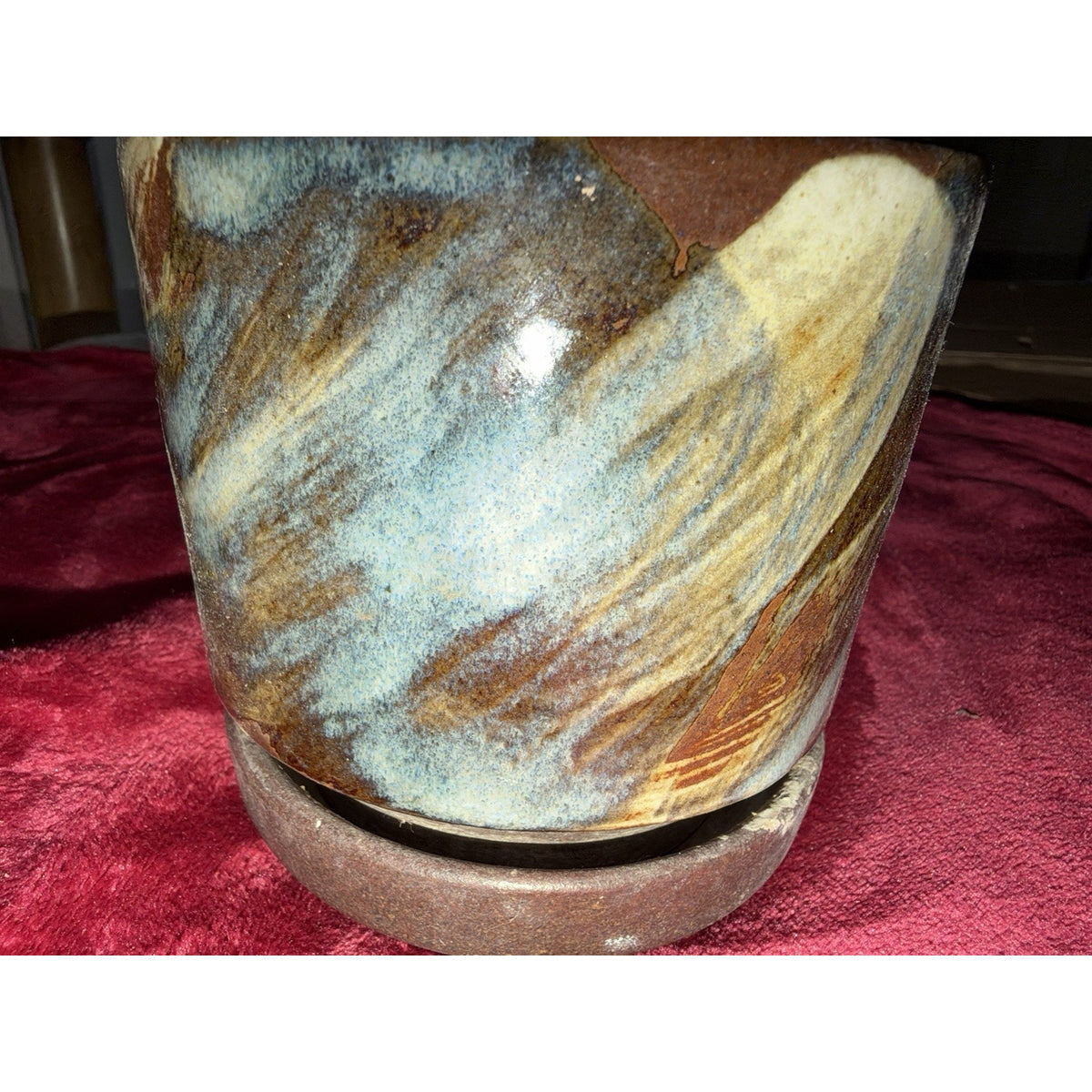 1960's 2pc Pottery Craft Stoneware 5" Planter Pot With Base USA #611 & #616