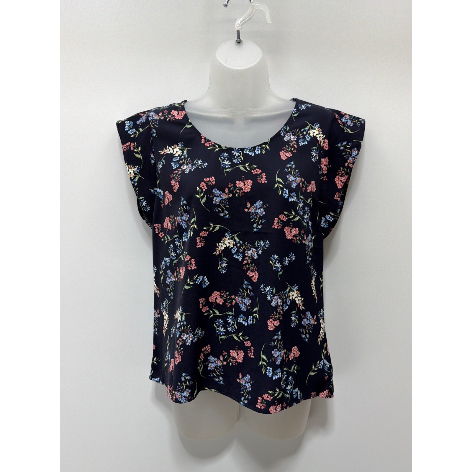 Express Blue Floral Short Sleeve Blouse Women’s Small