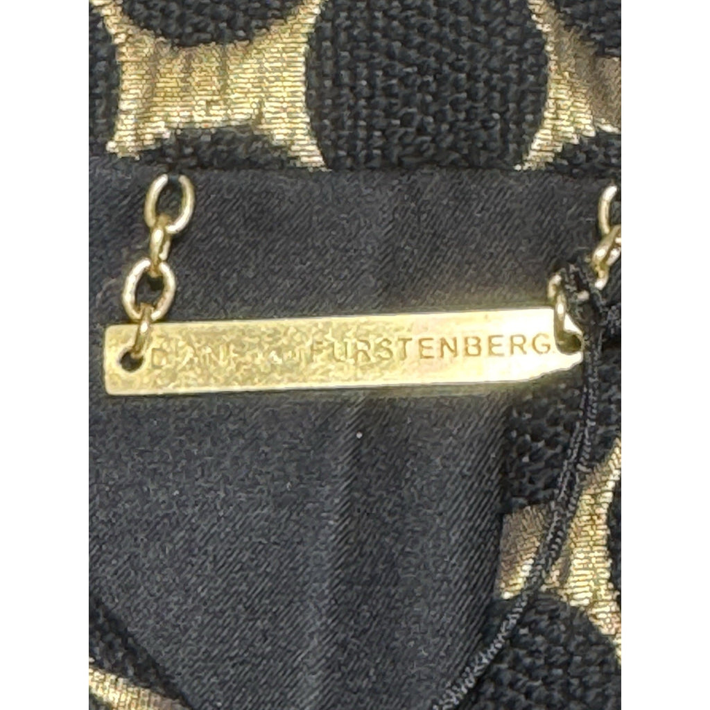 Diane Von Furstenberg DVF Gami Coat Dress Womens 6 Gold Black Polka Dot NWT
