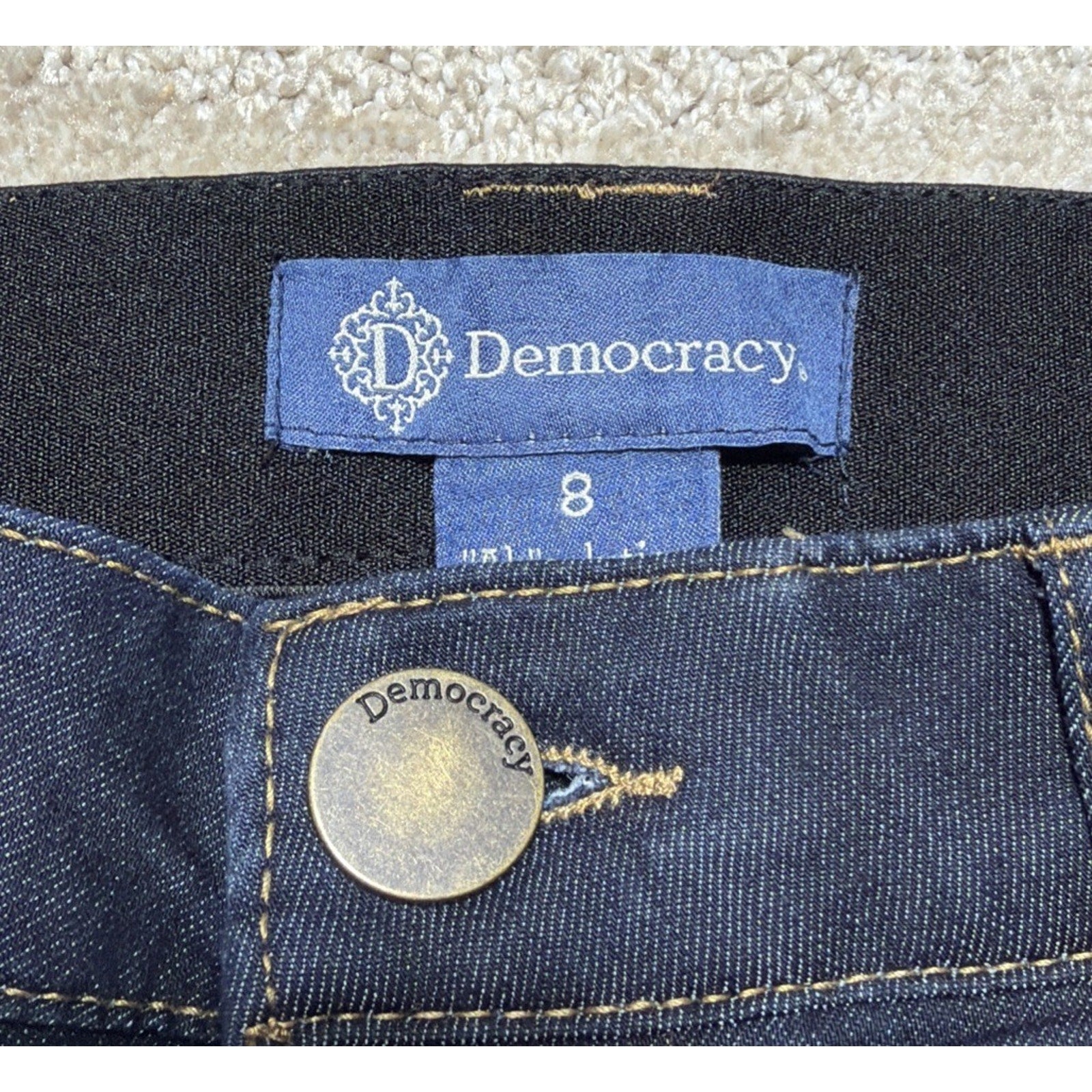 Democracy Jeans Womens 8 Boot Cut Mid Rise Dark Wash Stretch Denim Ab 30x29.5