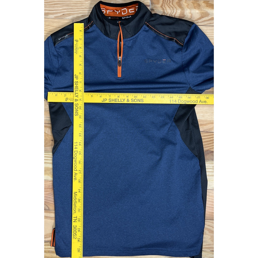 Spyder Active ProWeb Compression 1/4 Zip Pullover Shirt Men's S Blue Black NEW