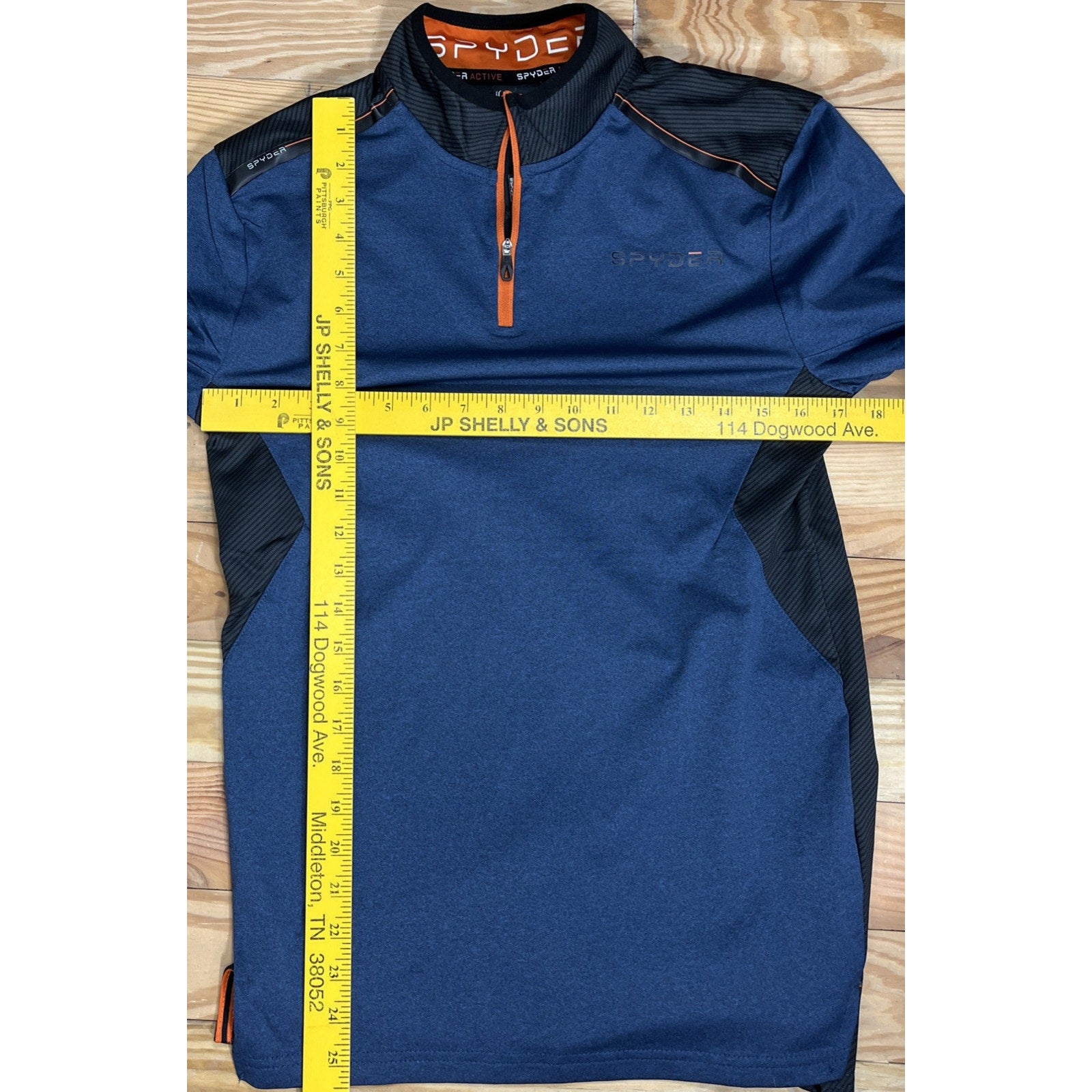 Spyder Active ProWeb Compression 1/4 Zip Pullover Shirt Men's S Blue Black NEW