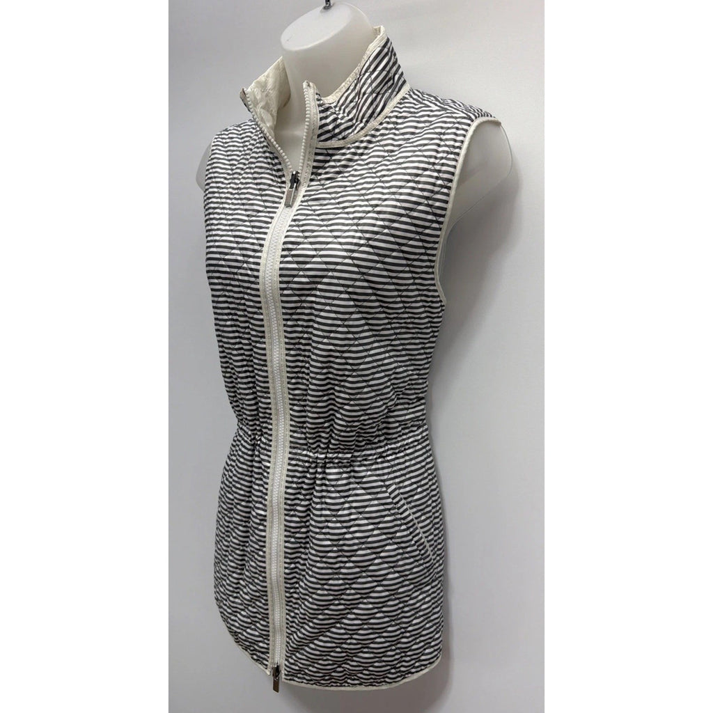 Chicos Zenergy 1 Reversible Quilted Puffer Vest Womens Size Medium White Stripe