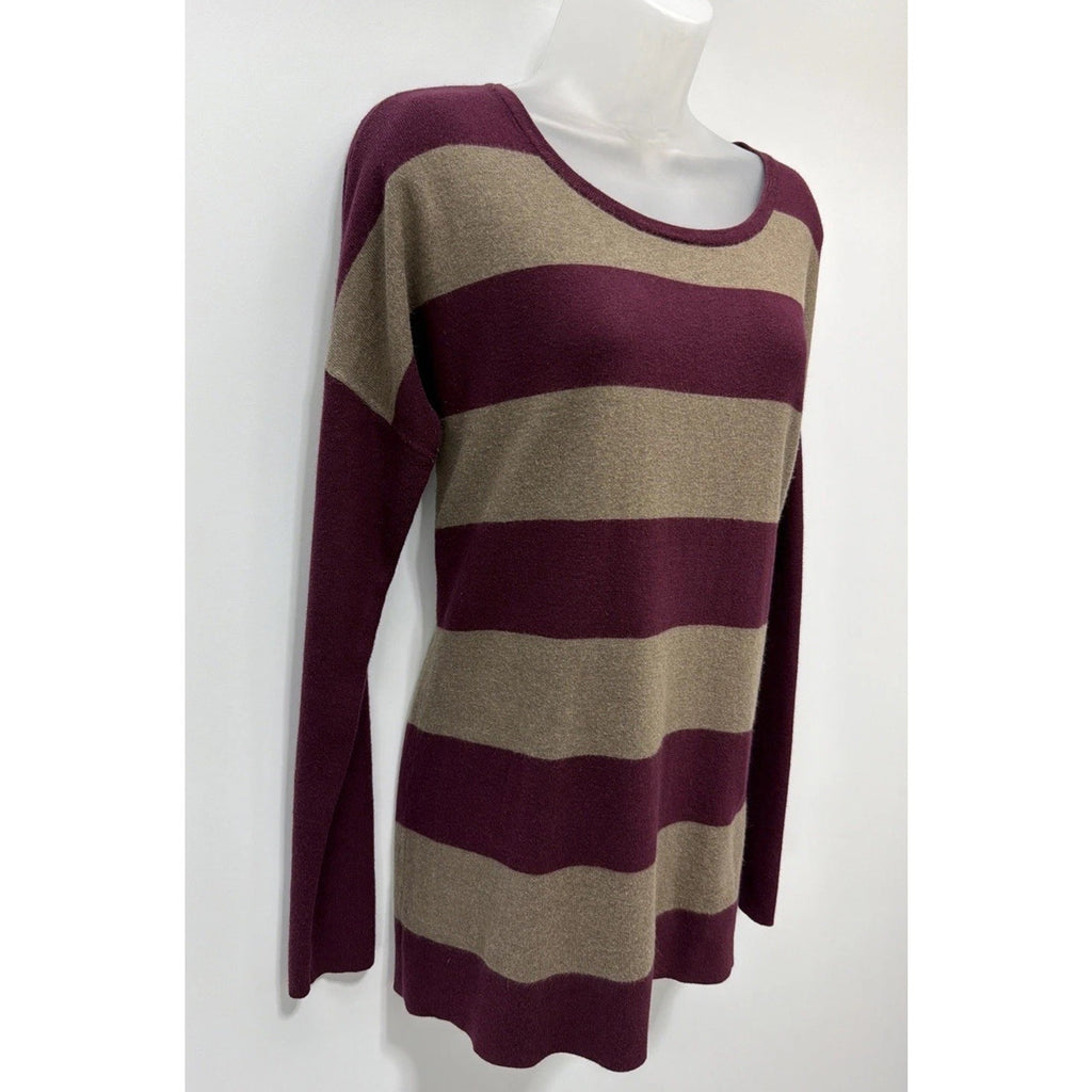 Banana Republic Womens Dolman Sleeve Sweater Sz M Burgundy/Tan Rabbit Hair