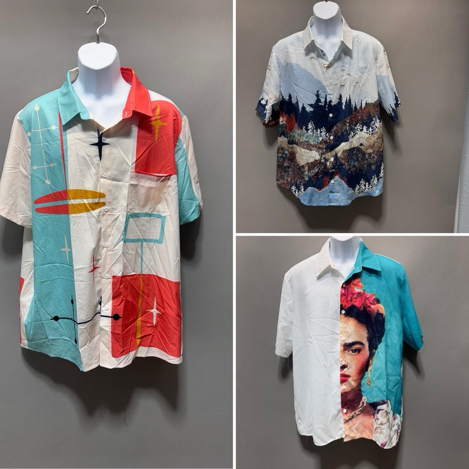 Shirt Size Xl Men Hawaiian 50’s Style Button Down Bowling Shirt 3 Shirt Bundle