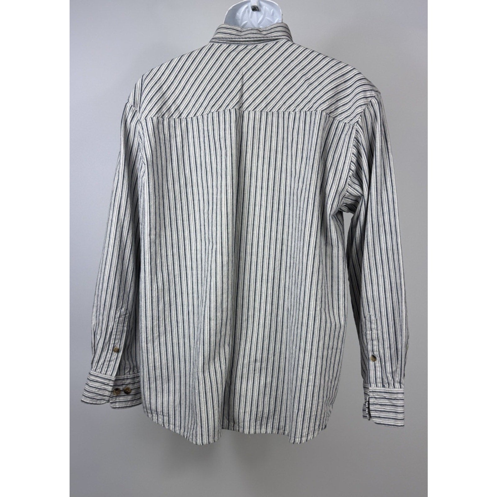 CE Schmidt Workwear Men’s Large Shirt Button Up Long Sleeve Blue White Stripe