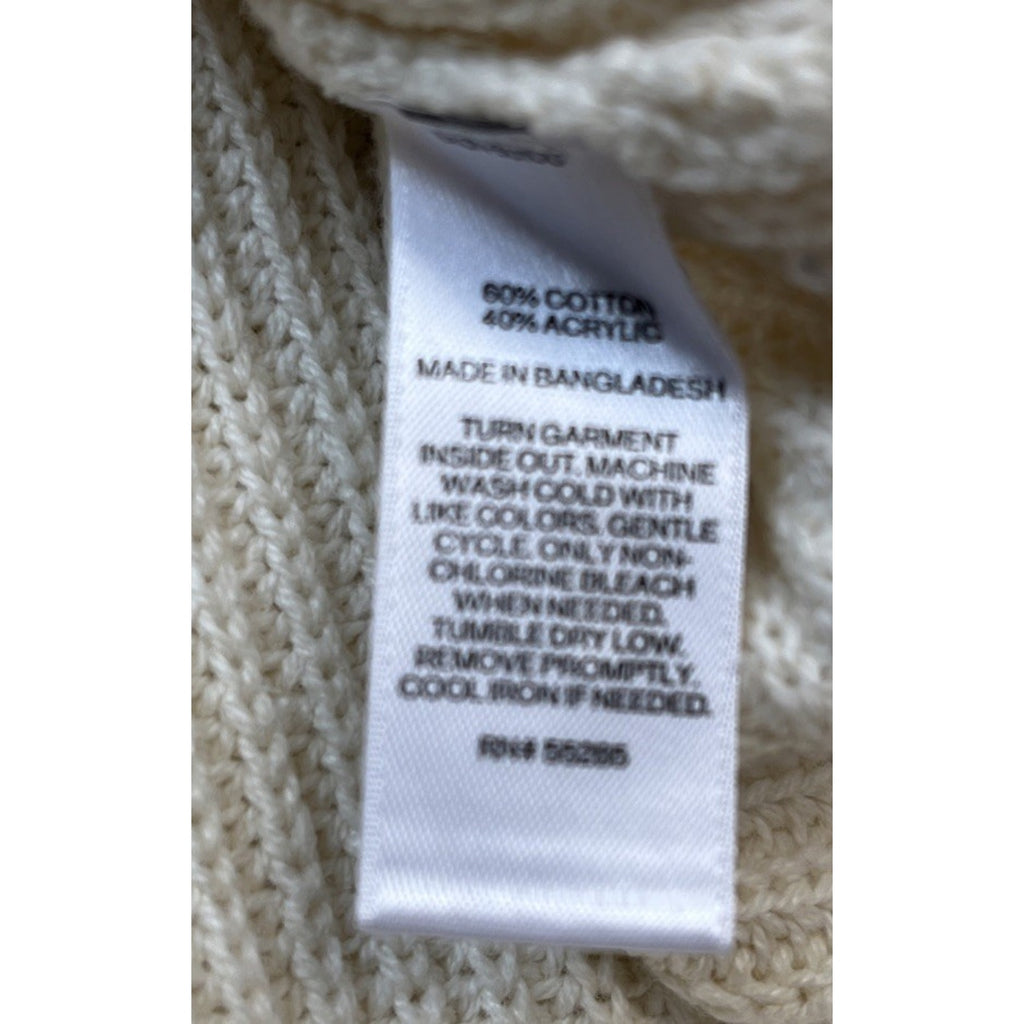 Express Sweater Womens Beige Pullover V-Neck Dolman Sleeves Hi-Low Knit Size S