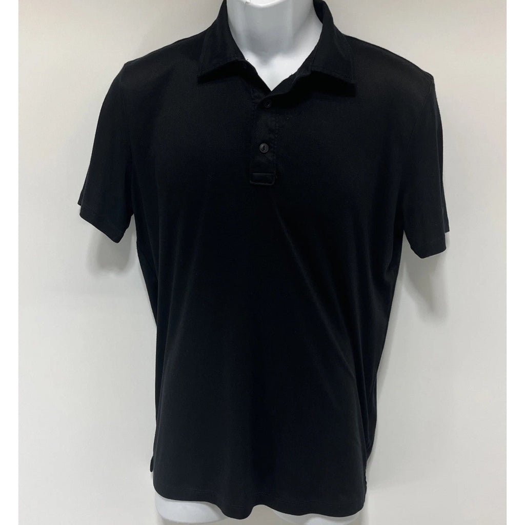 American Eagle Jersey Polo Shirt Mens M Black Short Sleeve Soft Preppy Casual