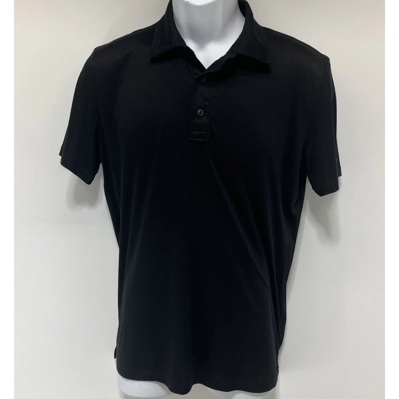 American Eagle Jersey Polo Shirt Mens M Black Short Sleeve Soft Preppy Casual