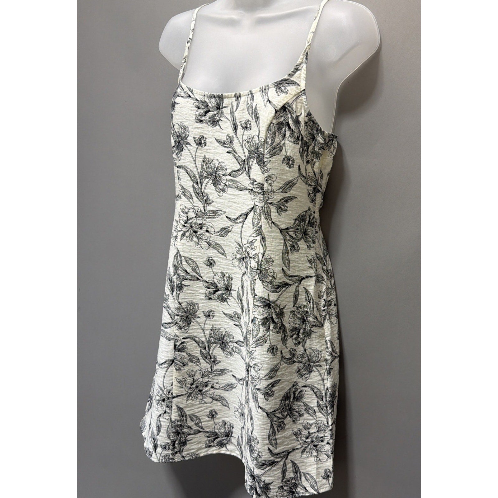 A New Day Floral Mini Dress Womens 4 Black White Slip Sundress Cottagecore New