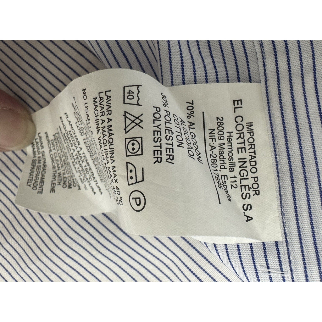 Dustin Mens Dress Shirt Blue Stripe Button Front Long Sleeve Cotton Blend NWT 17