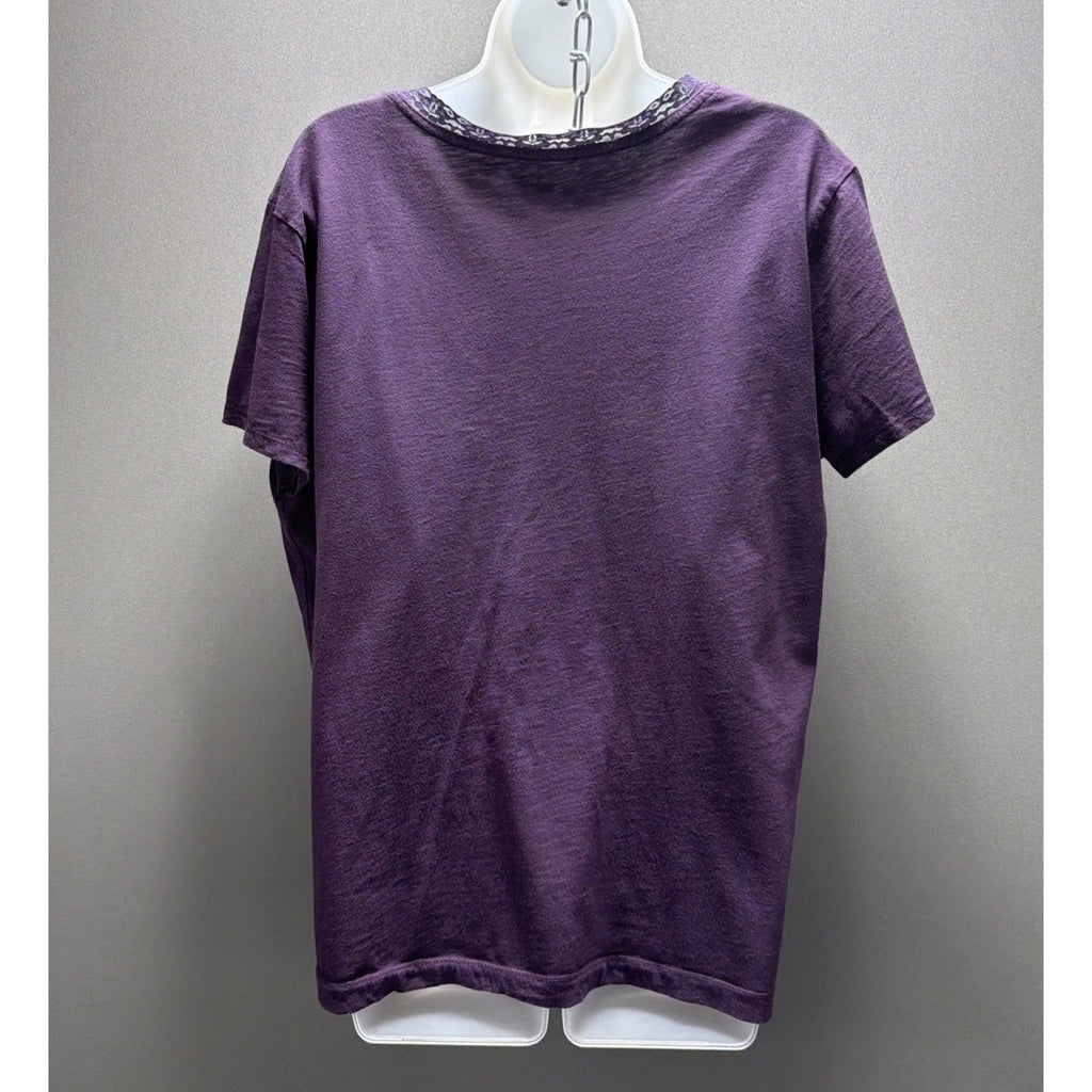Eddie Bauer 2XL Womens Purple Vneck Lace Trim Blouse
