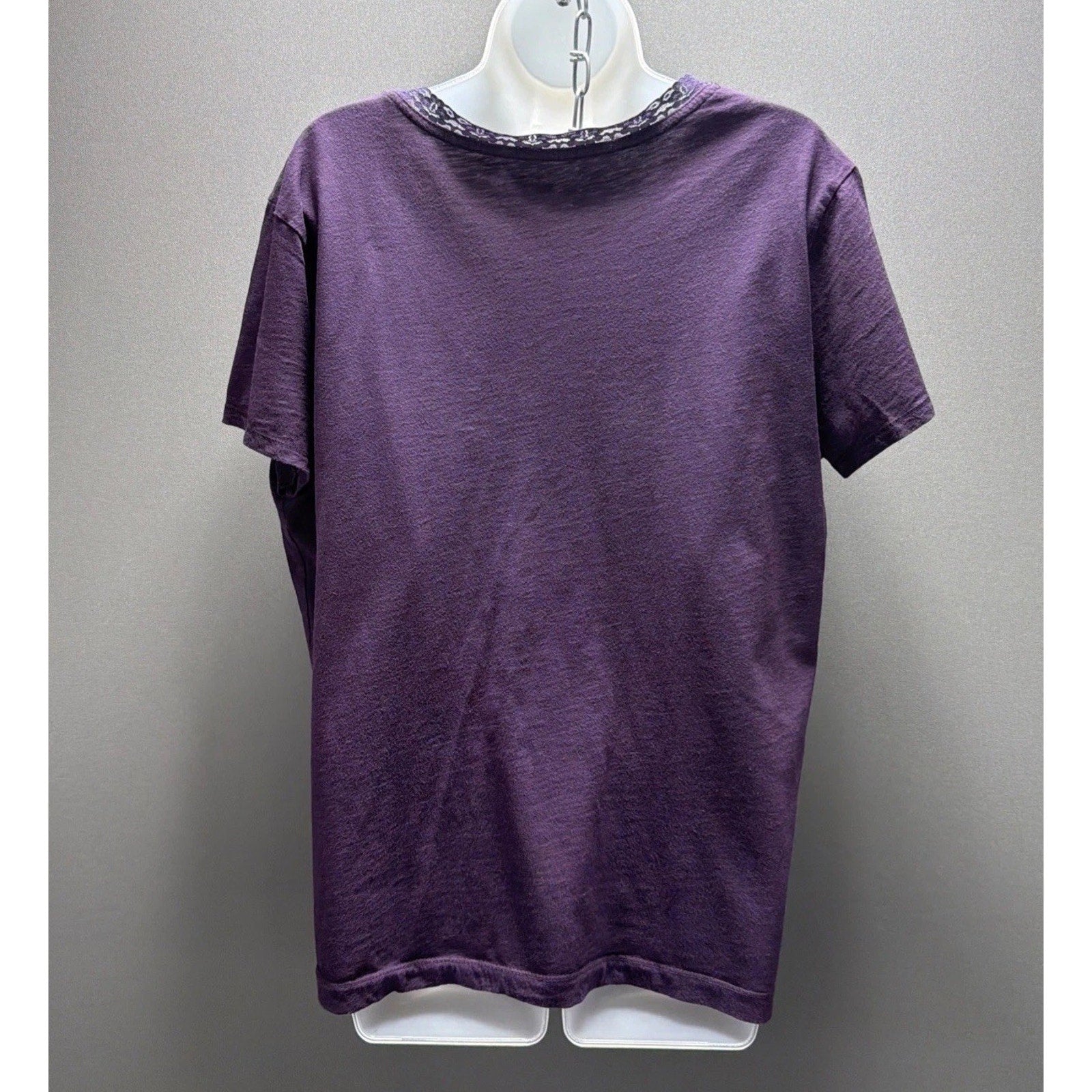 Eddie Bauer 2XL Womens Purple Vneck Lace Trim Blouse