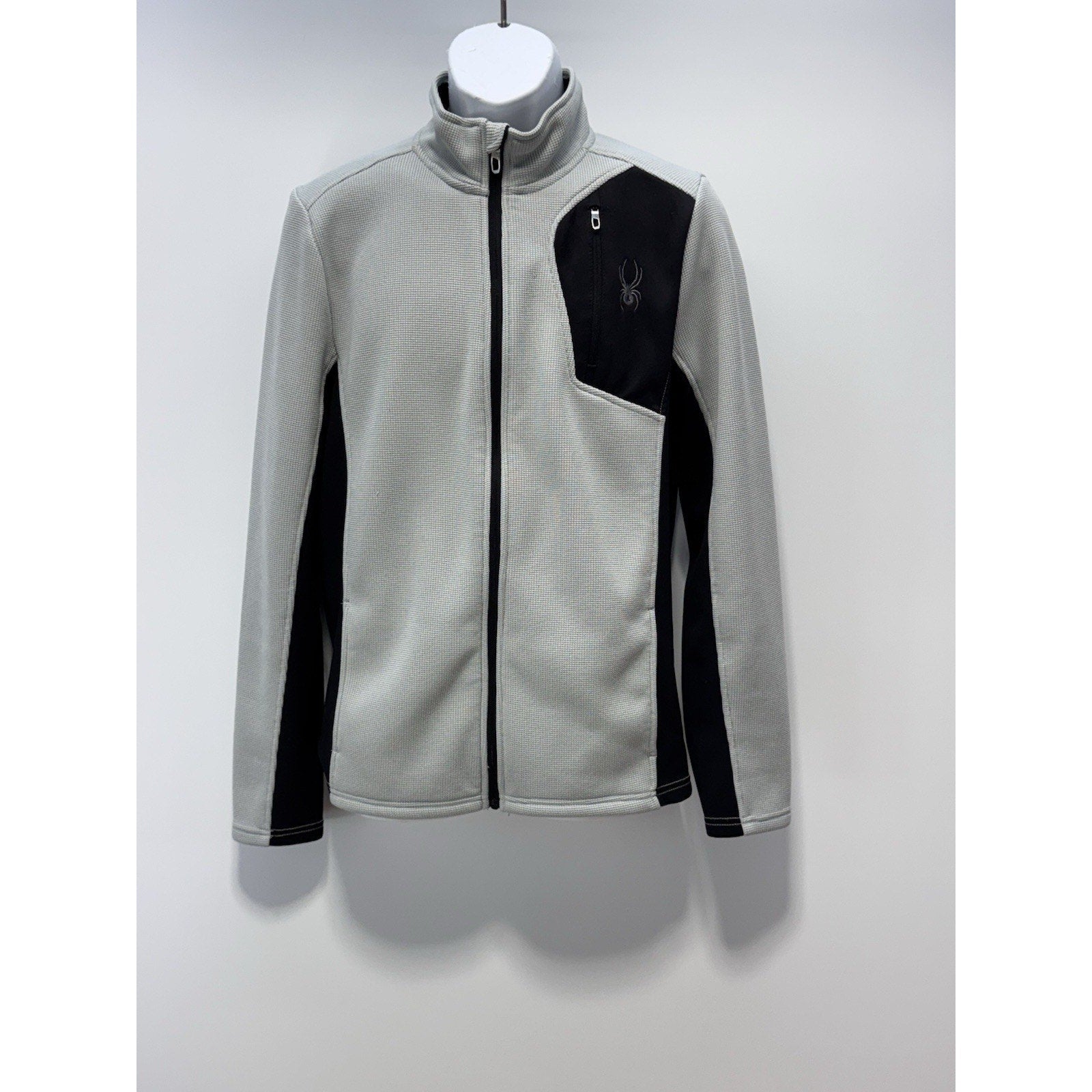 Spyder Jacket Adult S White Hiking Logo Outdoors Sweater Textured Coat Mens