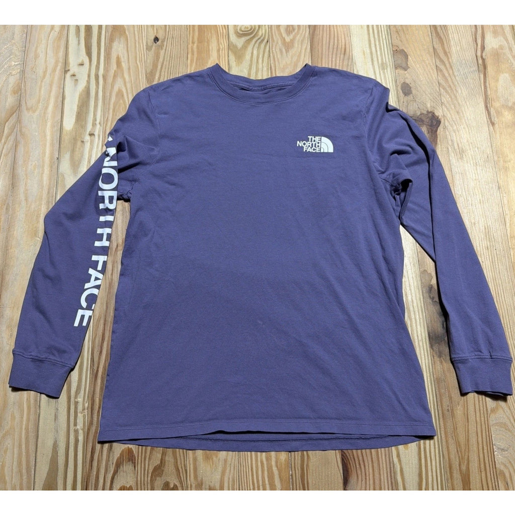 The North Face Womens Purple Long Sleeve Graphic T-Shirt Logo Gradient Large