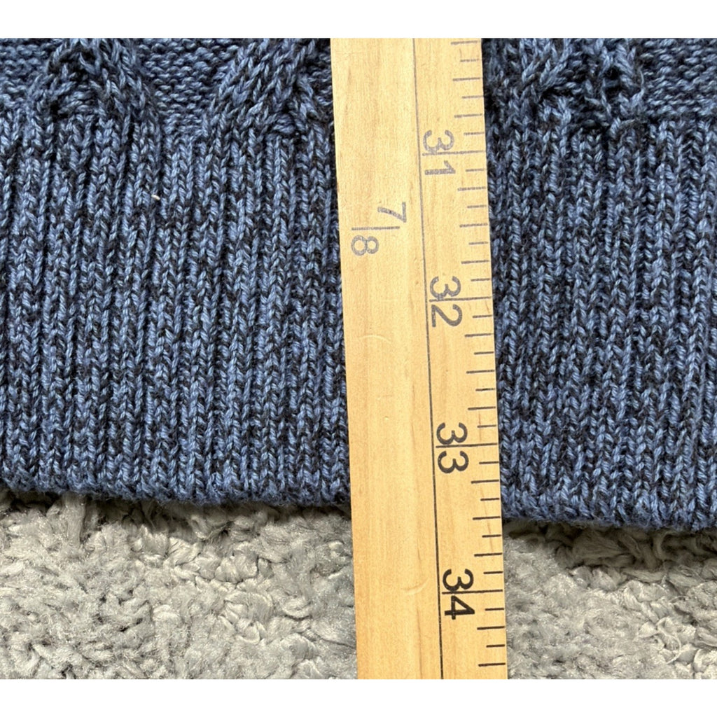Alan Flusser Men's Blue 1/4 Button Cable Knit Sweater Preppy Casual XXL New