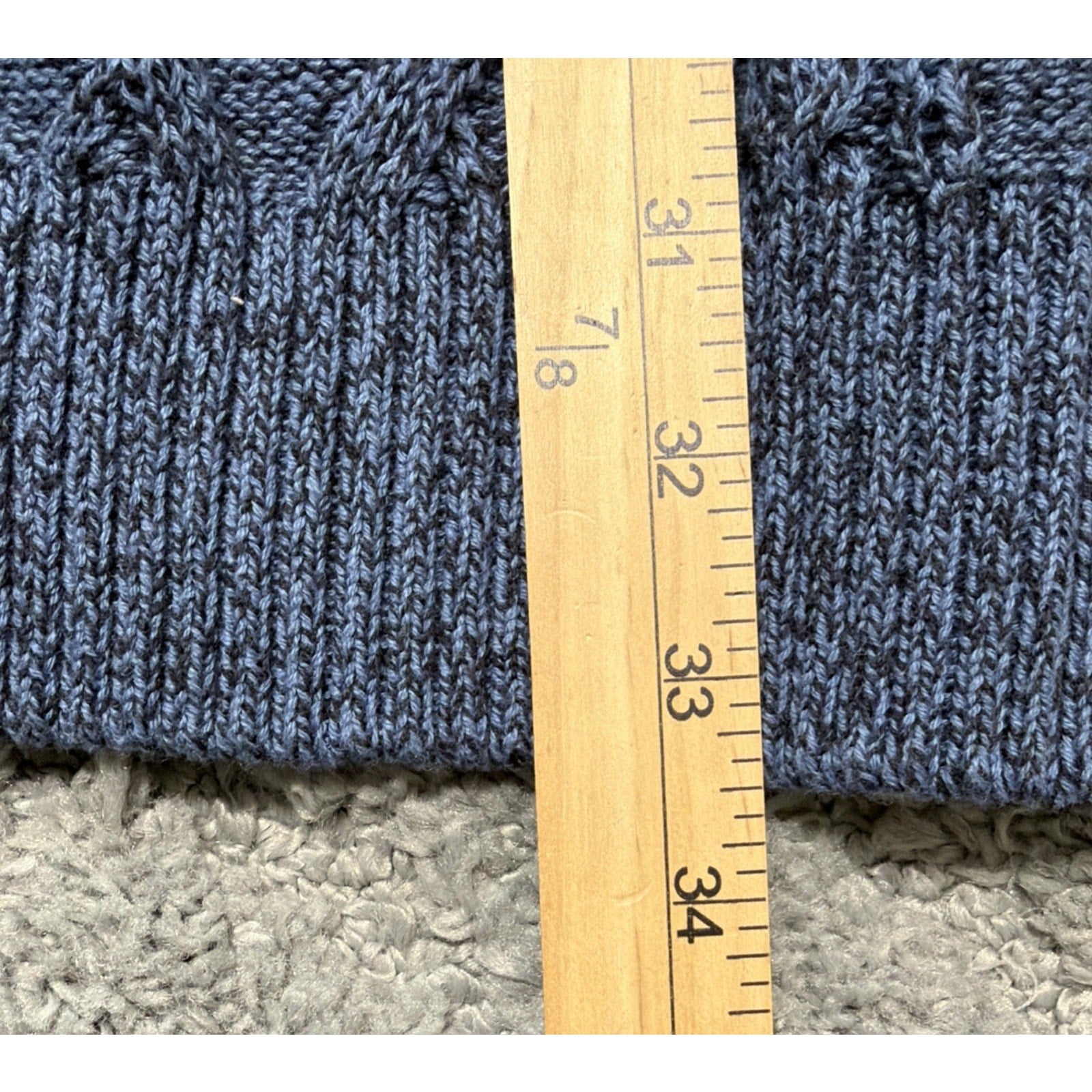 Alan Flusser Men's Blue 1/4 Button Cable Knit Sweater Preppy Casual XXL New