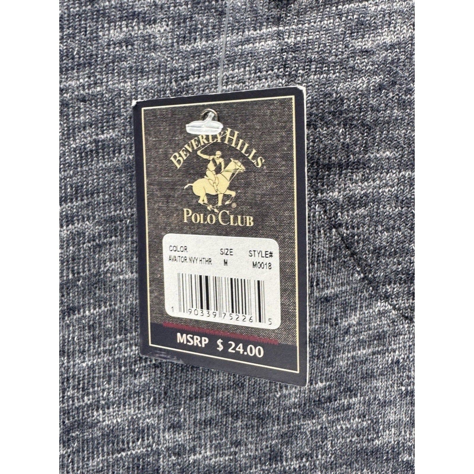 Beverly Hills Polo Club Thermal Henley Heathered Blue Pullover Shirt Men’s L NWT