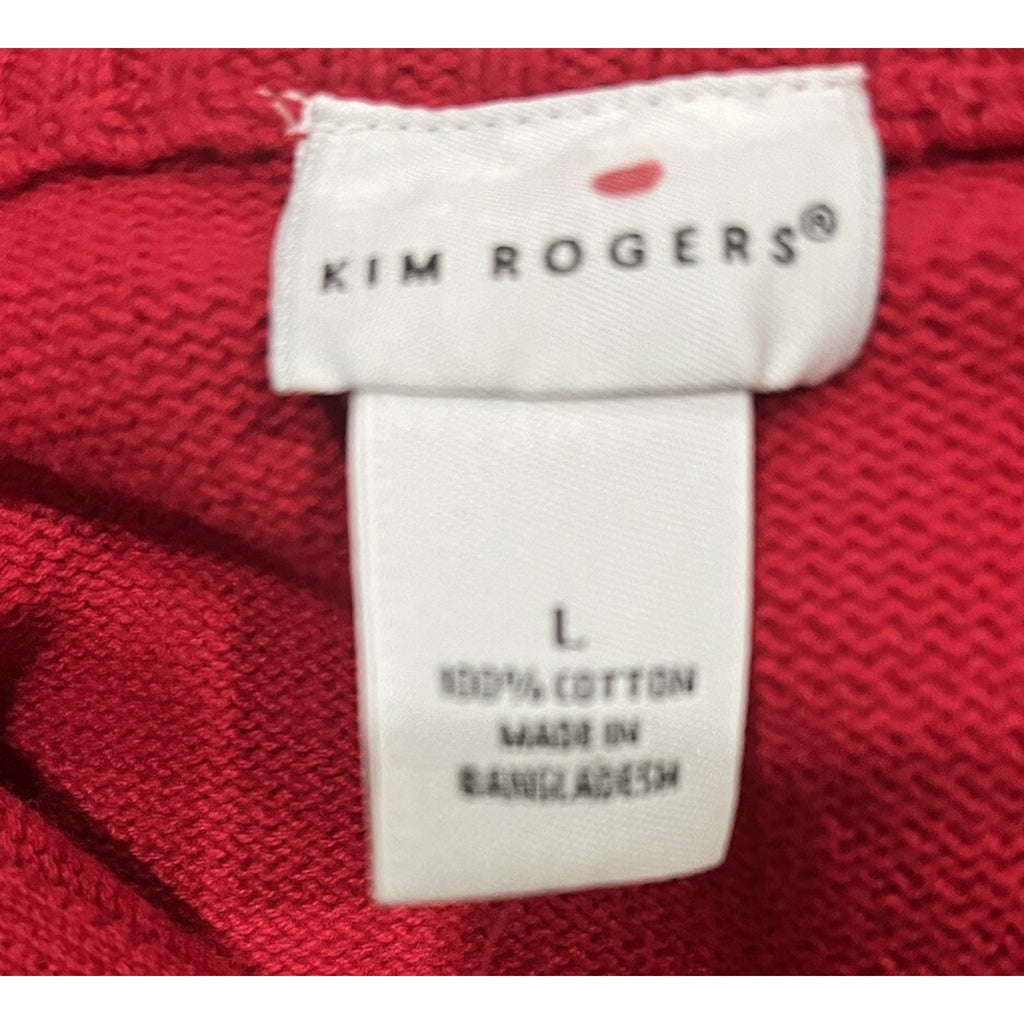 Kim Rogers Red Knit Full Zip Sweater Pockets Women's Size Large New Old Stock