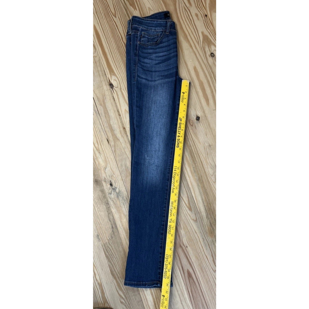 JUDY BLUE STRAIGHT FIT Womens Sz 29 Dark Denim Distressed Stretch Jeans EXC