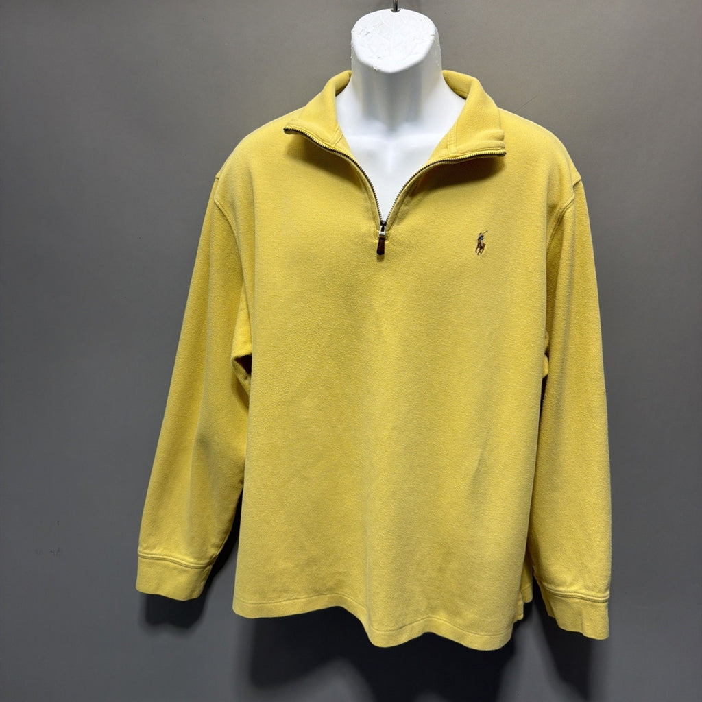 Polo Ralph Lauren Sweater Mens XL Yellow Estate Rib Quarter Zip Pullover/ Spot