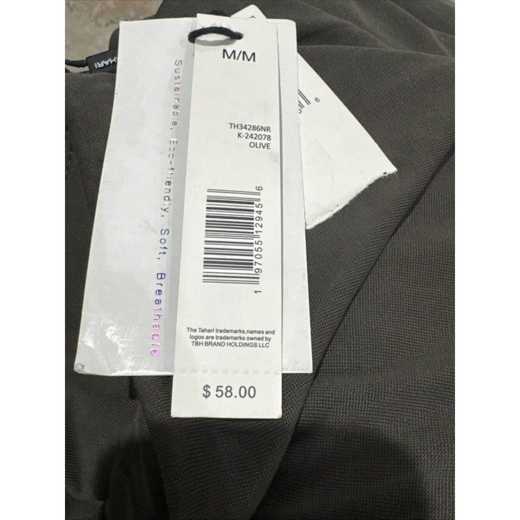 Tahari Maxi Skirt Olive Green Long Stretch Side Slit Women’s Medium NWT