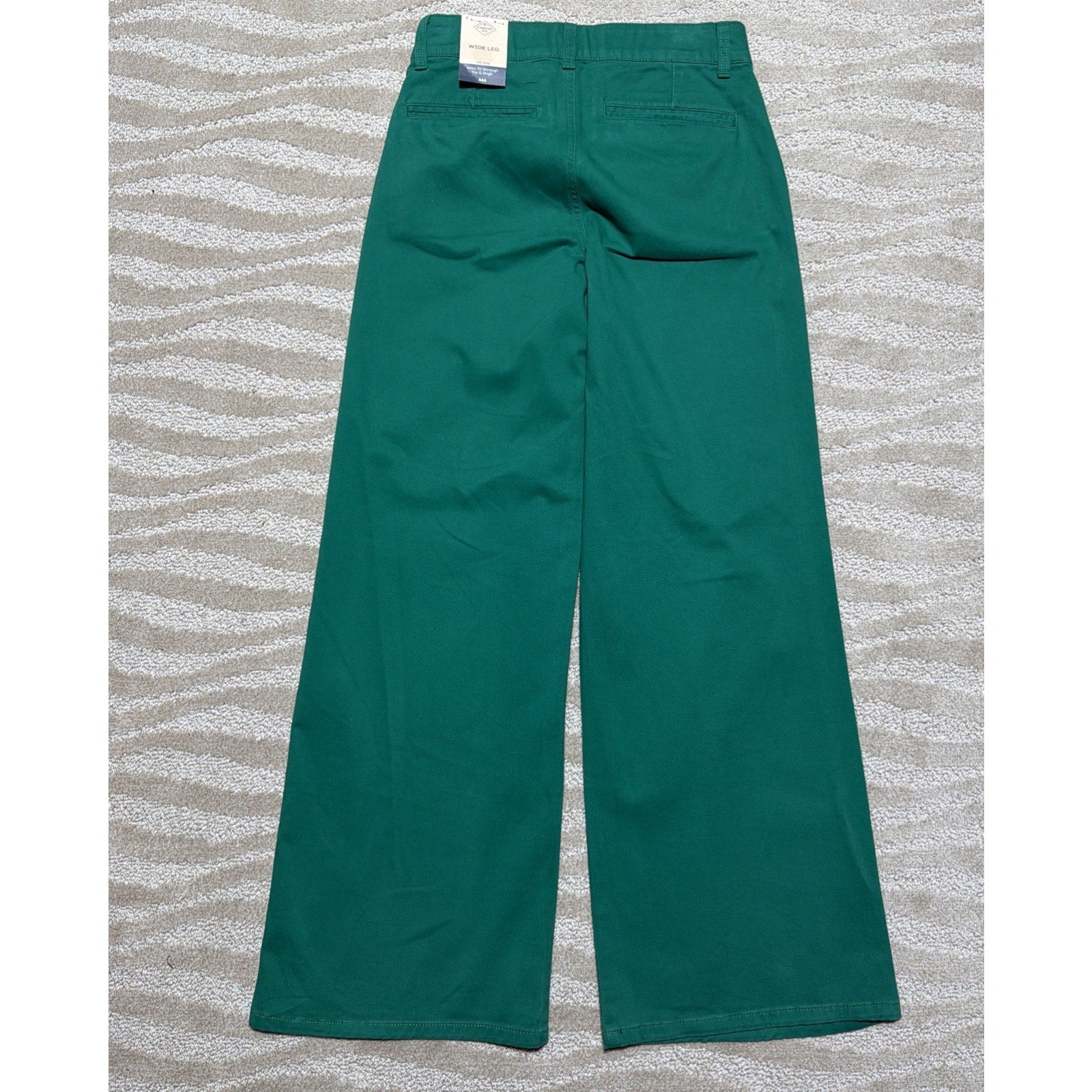 St. Johns Bay Pants Womens 2 Green Wide Leg Mid Ris Stretch Secretly Slender NWT