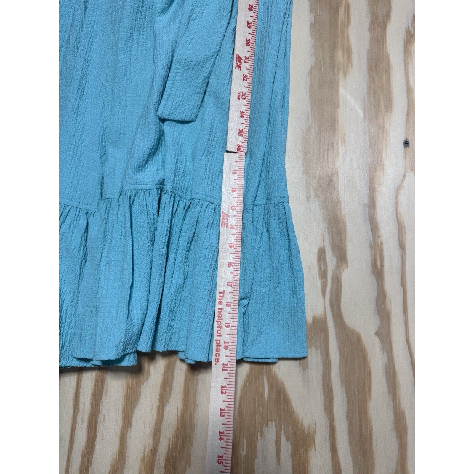Calvin Klein Dress Size 10 Aqua Blue Sleeveless Tie Waist Midi Maxi Textured