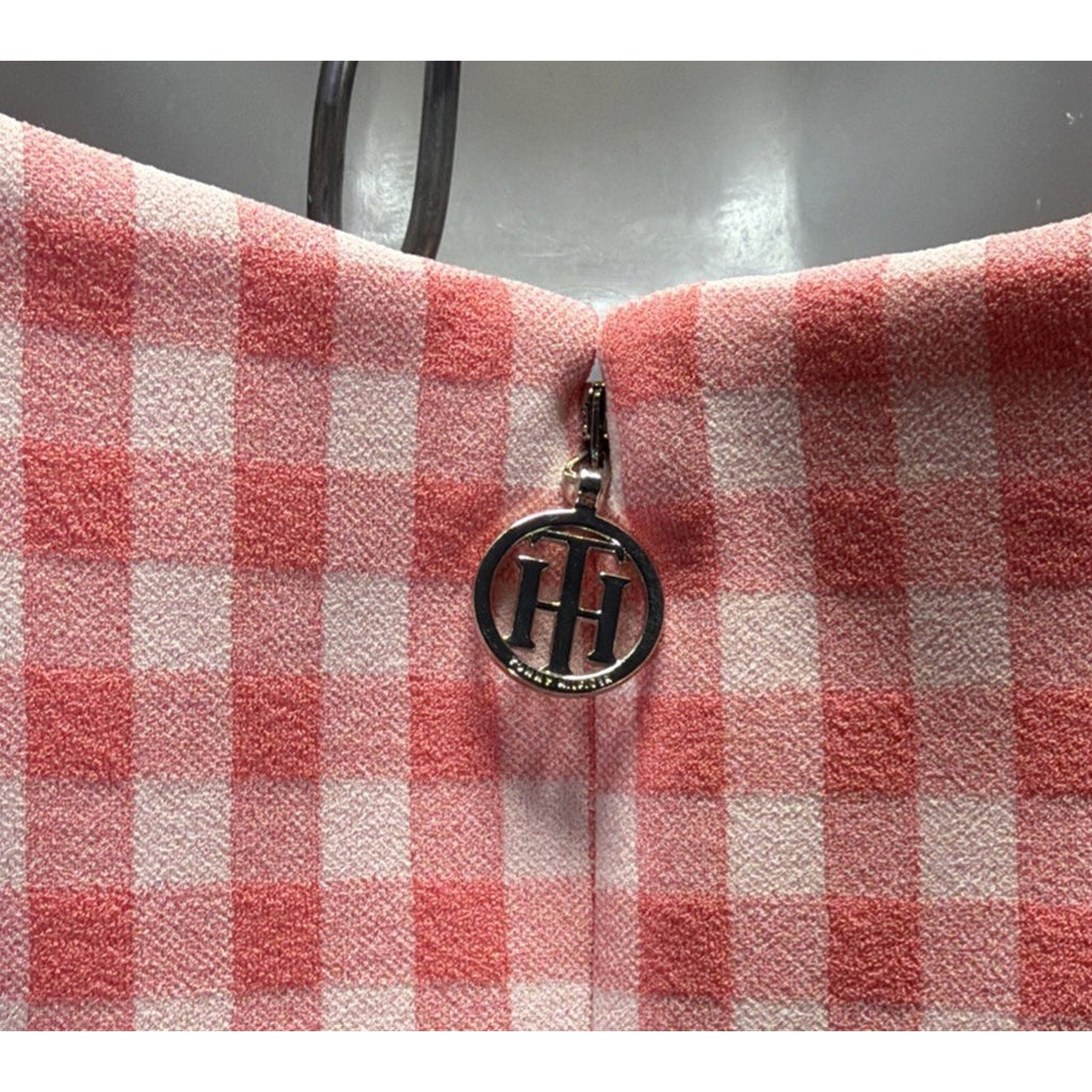 Tommy Hilfiger Dress Womens 6P Petite Pink Gingham Sleeveless Fit Flare NWT