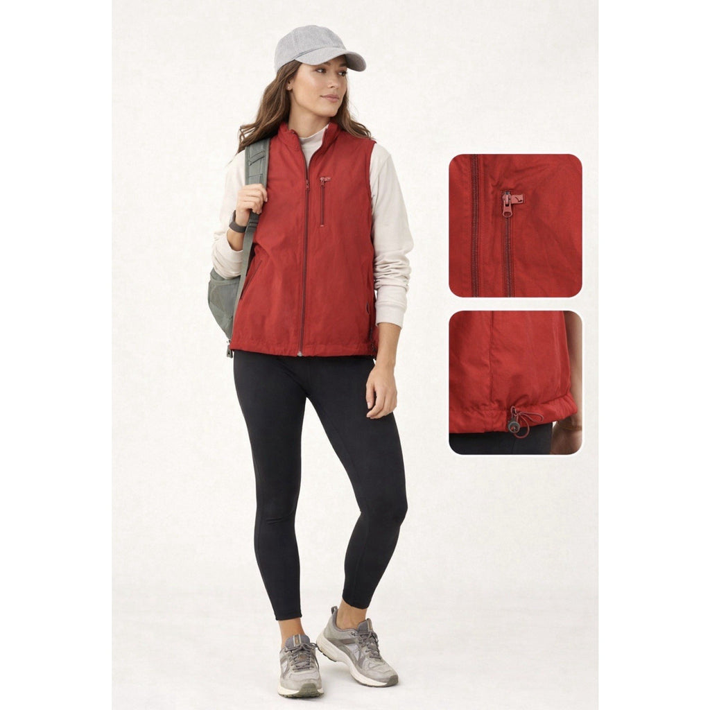 Vtg Y2K Catalina Red Full Zip Vest Womens L Nylon Lightweight Outdoor Gorpcore