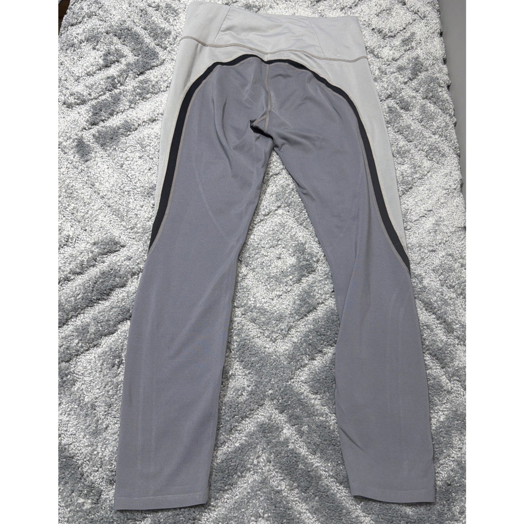 Athleta 7/8 Ankle Leggings Colorblock Gray Black Size M Womens Yoga Running