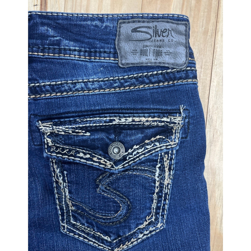 Silver Jeans Suki Mid Rise Slim Skinny size 25x29 Ankle Dark Stretch