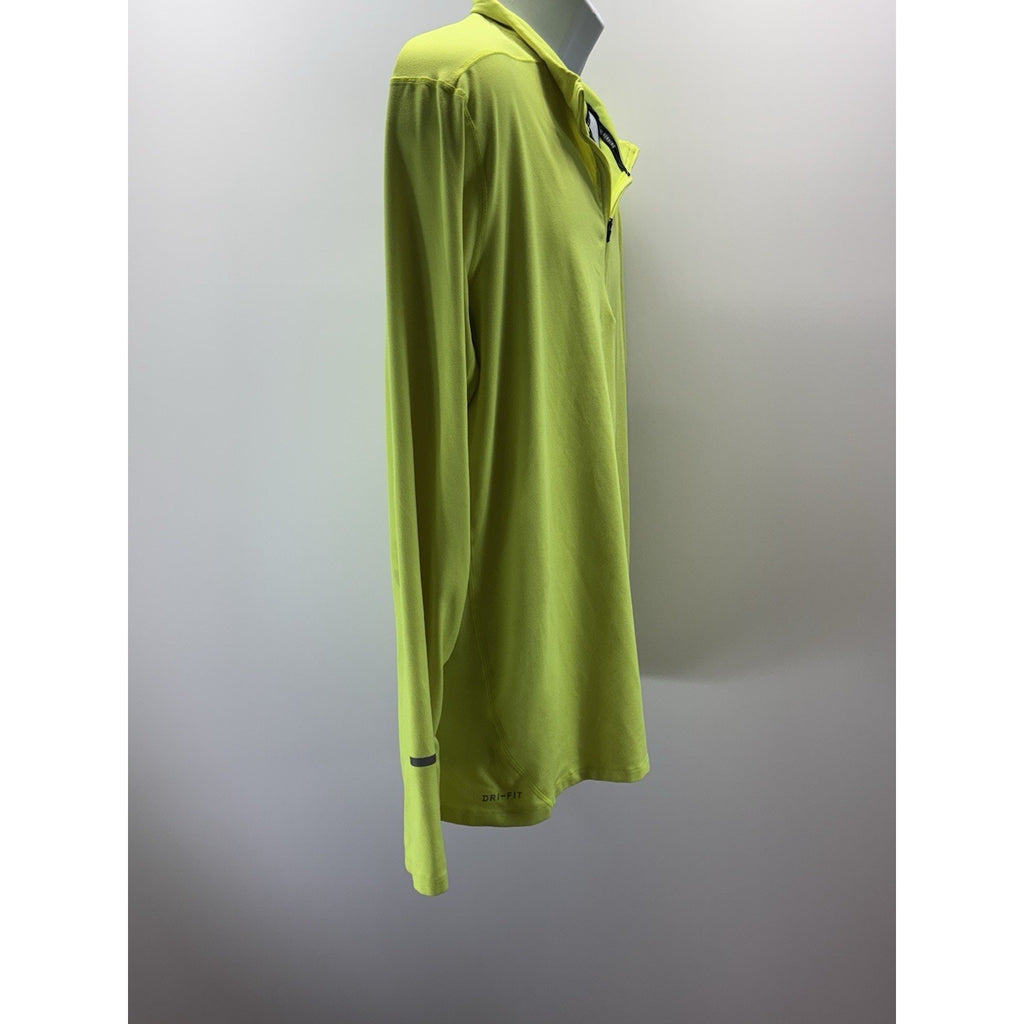 Nike Running 1/4 Zip Jacket Sweatshirt Dri Fit Neon Athletic Mens Sz XL Stains