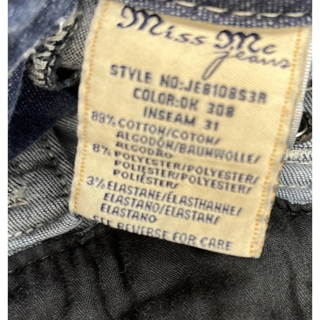 Miss Me Signature Ankle Skinny Low Rise Jeweled Pocket Embellished Jeans size 27