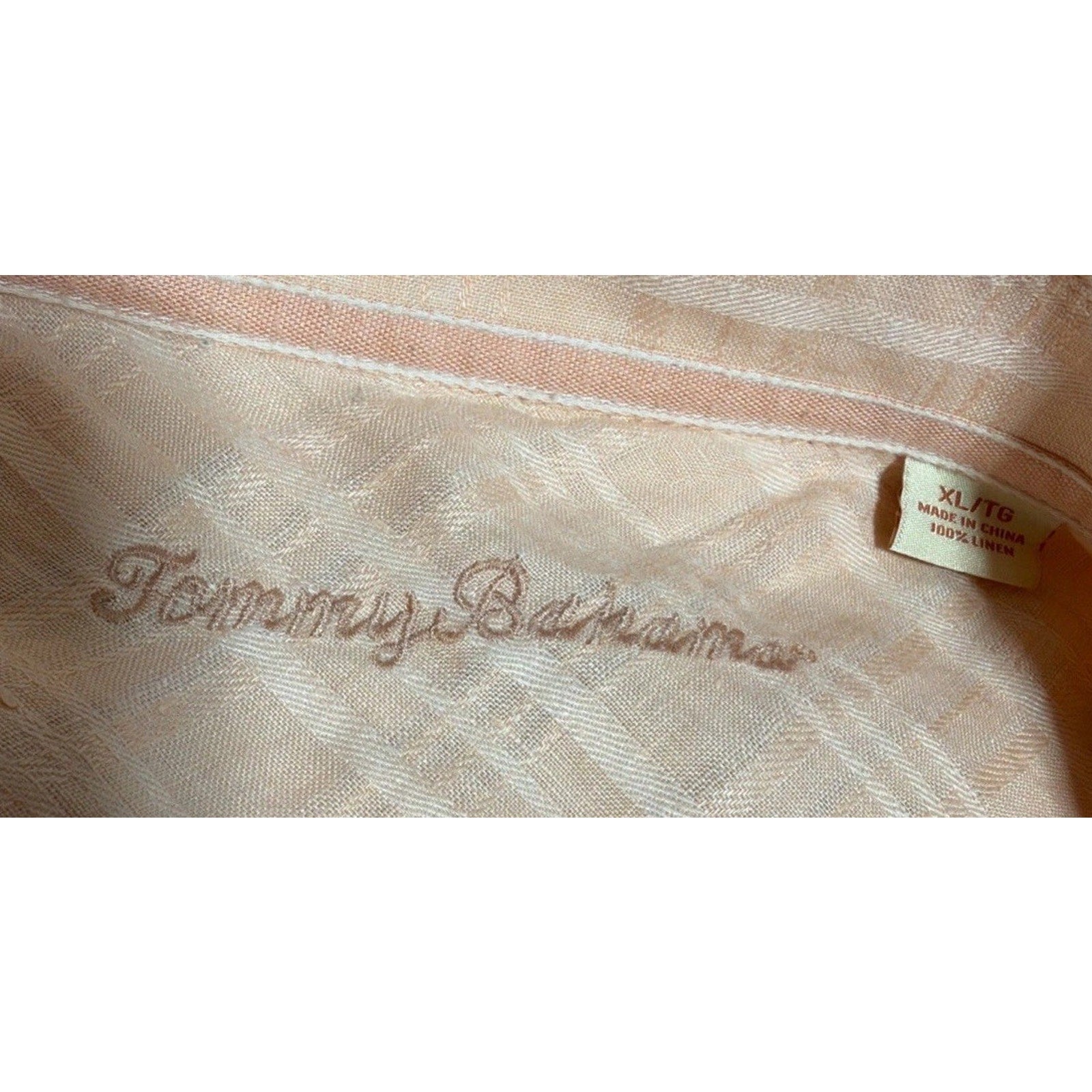 TOMMY BAHAMA Hawaiian Shirt Men XL Coral Short Sleeve 100% Linen