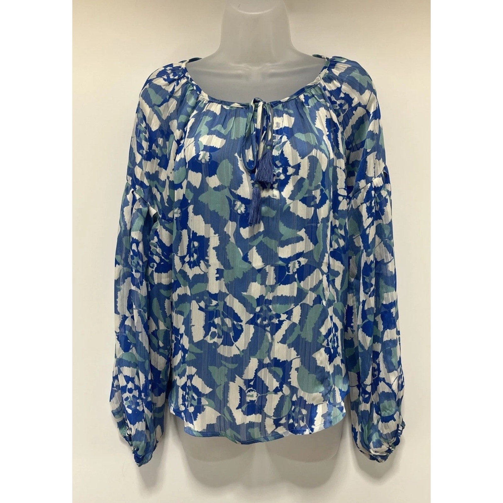 Lovestitch Women's Floral Print V-Neck Long Sleeve Bohemian Top Small
