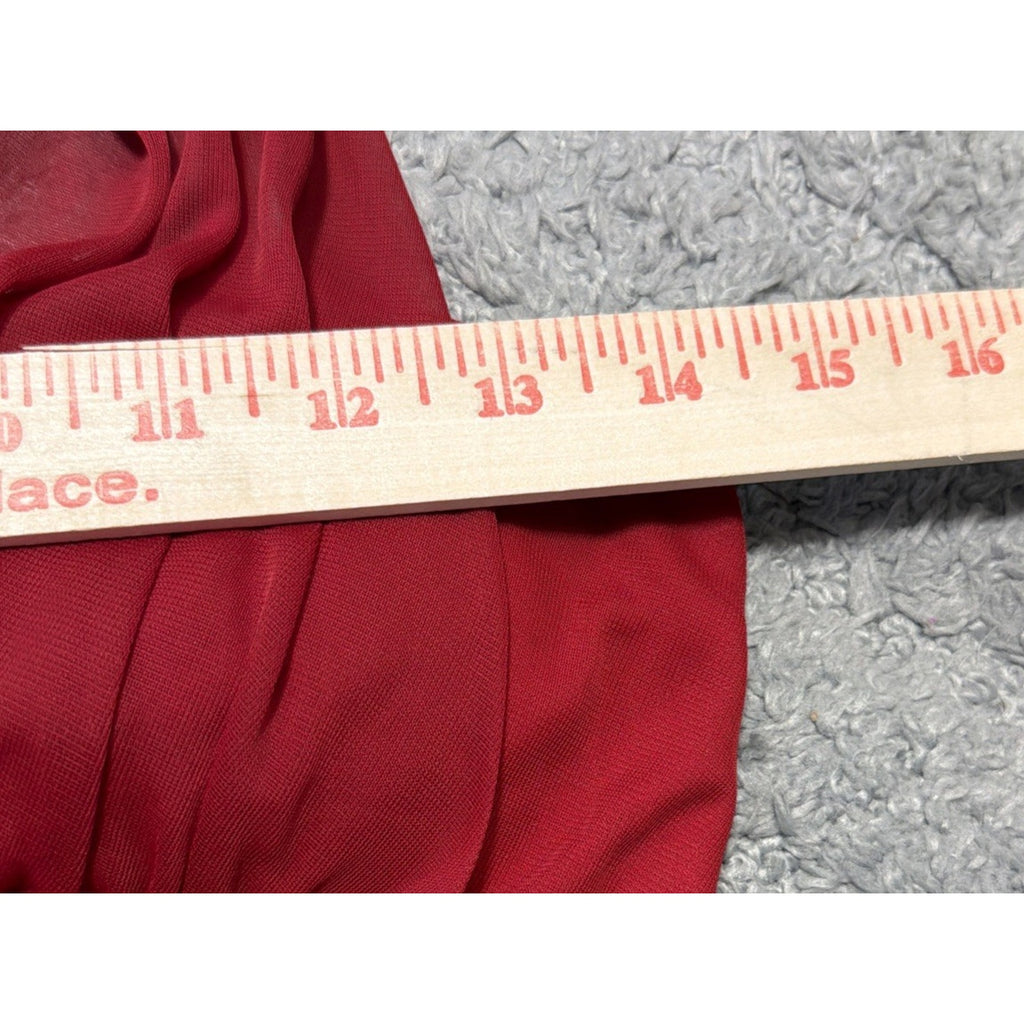 Y2K Taboo Asymmetrical Hem Midi Dress VTG 2000s Red /Slinky/Rhinestones Buckle M