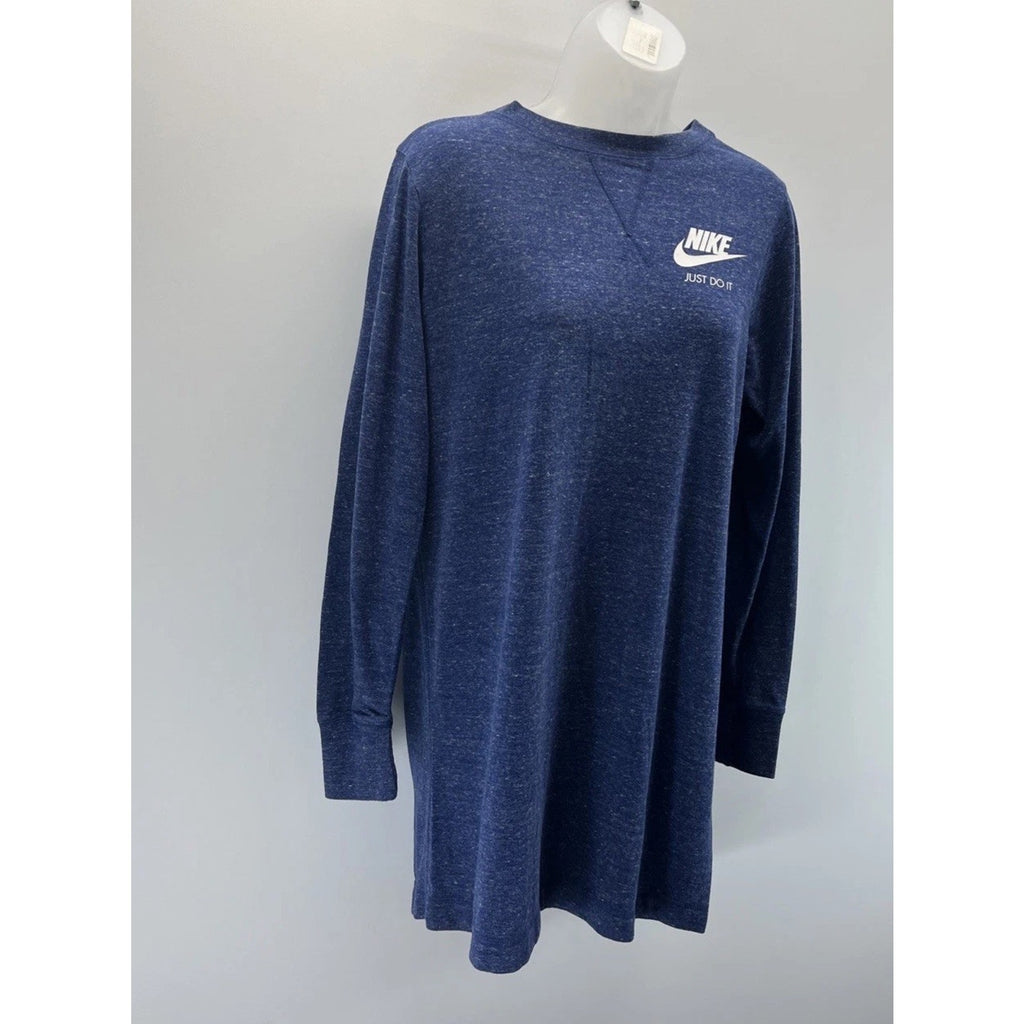 Nike Sportswear Dress Women’s Medium Blue Heather Long Sleeve Just Do It Logo