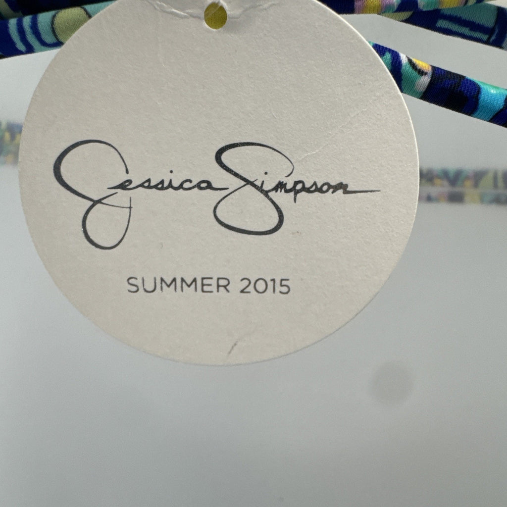 Jessica Simpson Bikini Top Blue Green Geometric Print Women’s Size Large