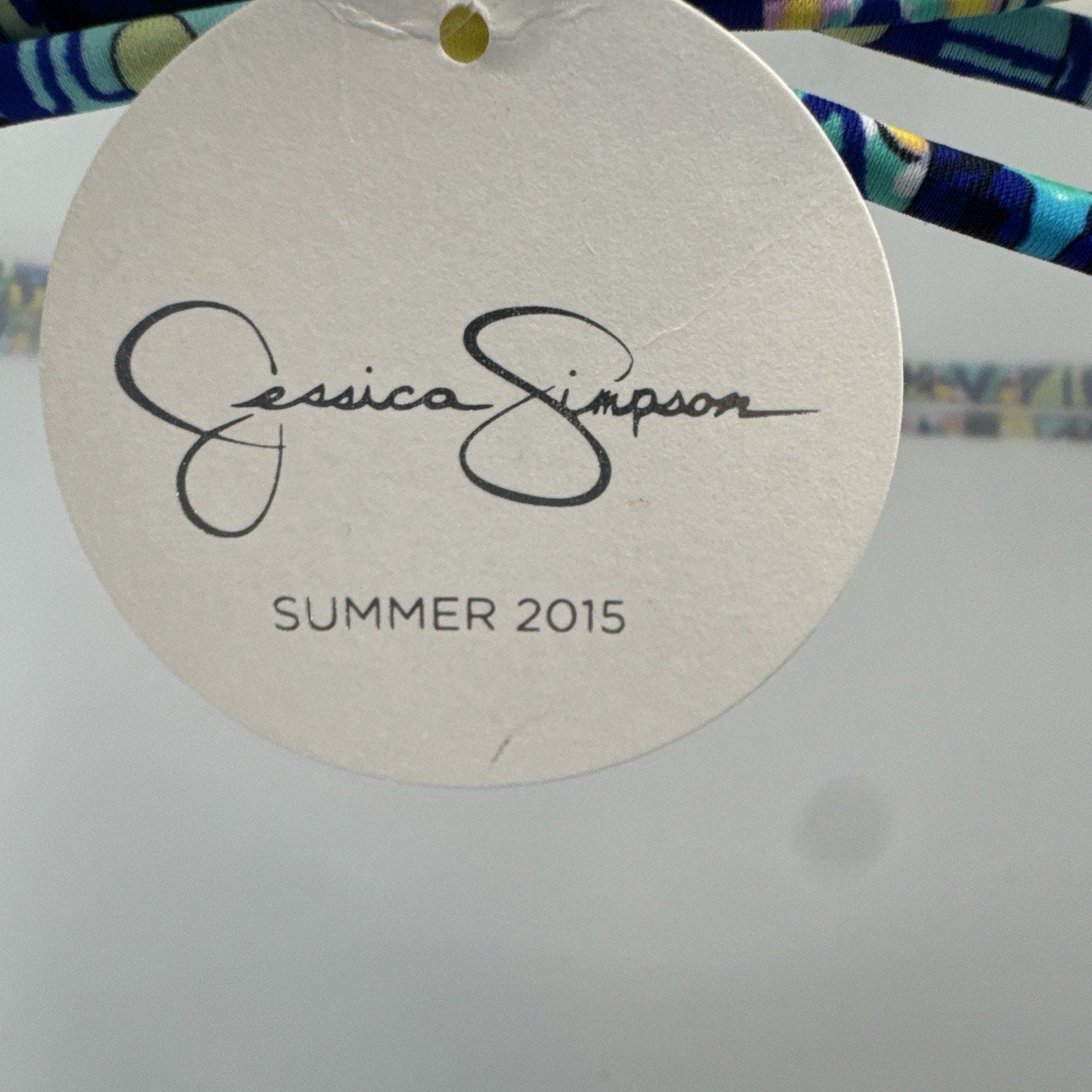 Jessica Simpson Bikini Top Blue Green Geometric Print Women’s Size Large