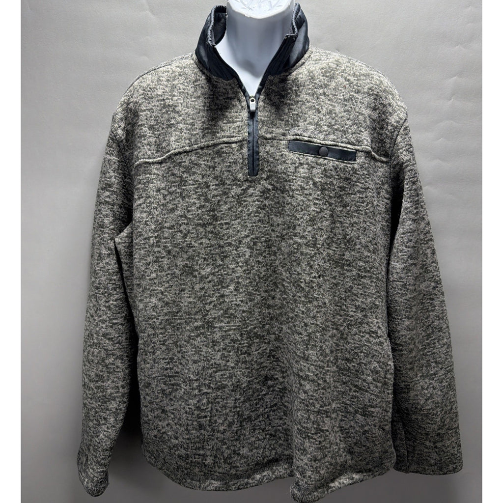 Eddie Bauer Mens Large Gray Heather Sweater Fleece 1/4 Zip Pullover Pocket L