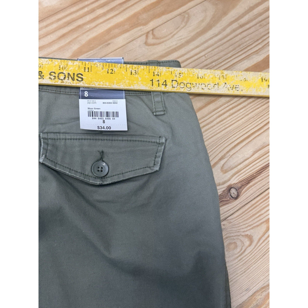 NWT St. John's Bay Comfort Waist Midrise Capri Pants Women’s Size 8 Moor Green