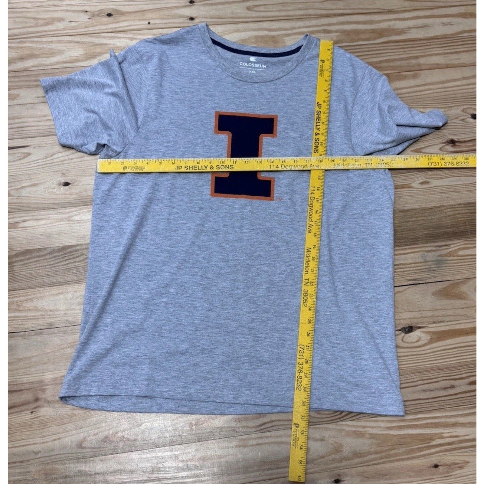 Ilinois Fighting Illini T-Shirt Colosseum Crew Neck Tee Gray Men’s 2XL NWT