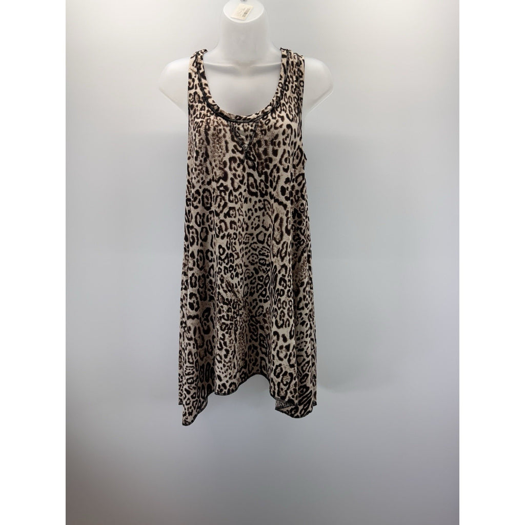 Linea Donatella Lingerie Dress Day To Night Soft Leopard Print Mini Shift Sz M