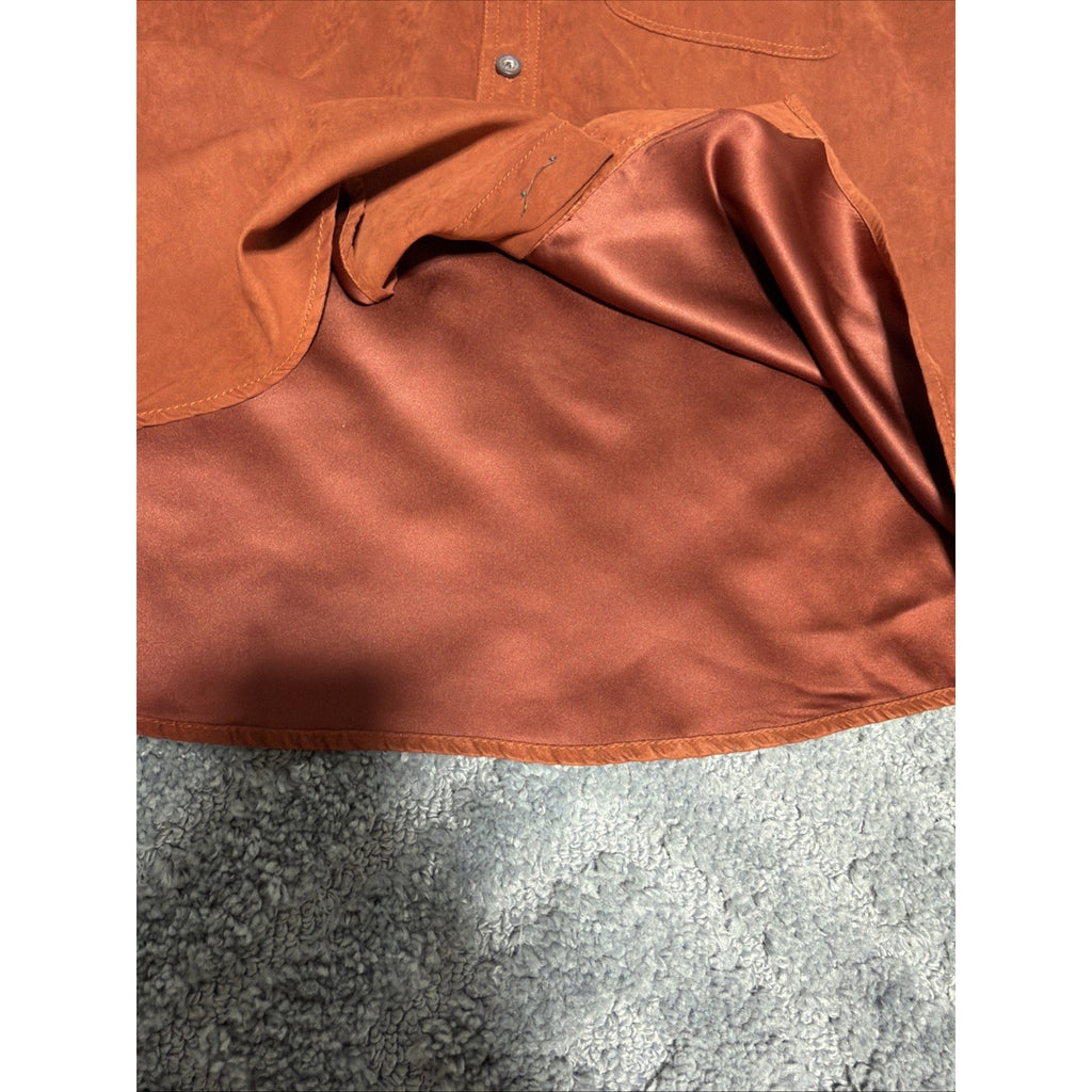 MORGAN CREEK OUTFITTERS Faux Suede Men's Shirt Size Medium Rust