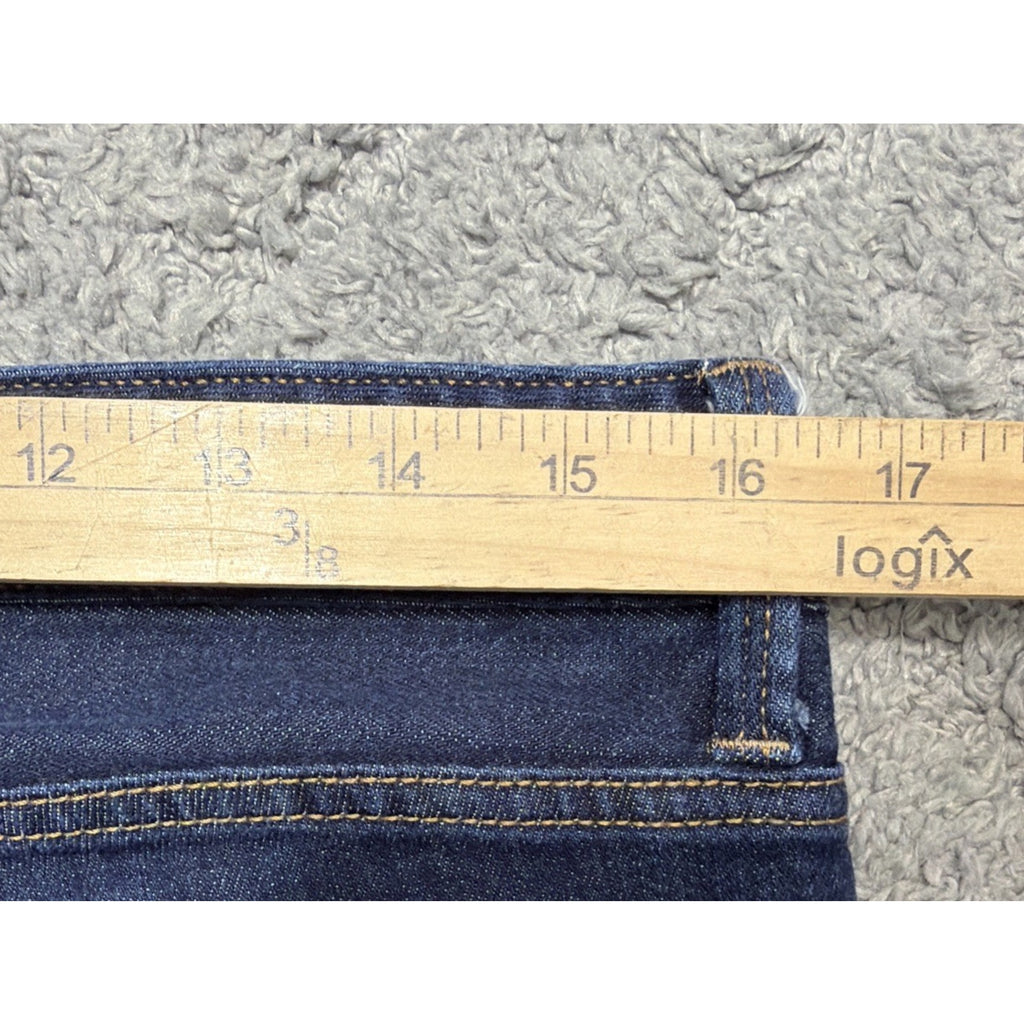 Eddie Bauer Womens Curvy Slim Straight Stretch Raw Hem Denim Jeans 10 32x30