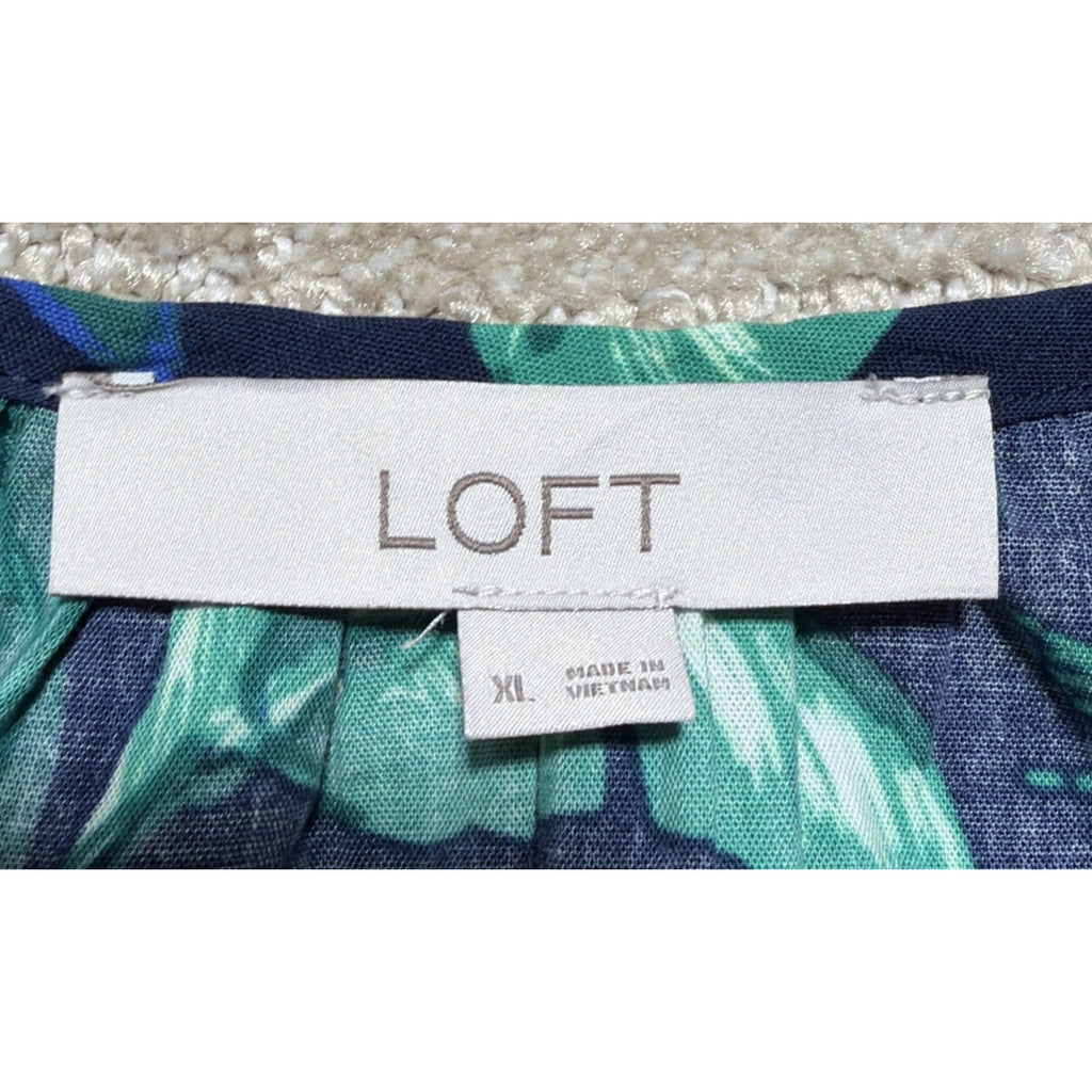 Ann Taylor Loft Women's Botanical Flutter Sleeve Shell Top Shirt Floral XL